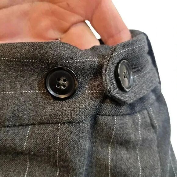 Banana Republic Women's Gray Poly/Rayon/Spandex Pinestripe Wide Leg Trousers - Picture 6 of 14